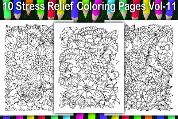 Download 10 Stress Relief Coloring Pages for -KDP - Stress relief coloring page Collection