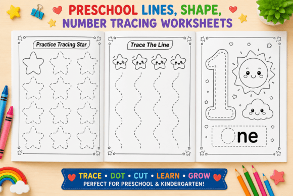 Download Line, Shape, Number Tracing Worksheets - Tracing Collection